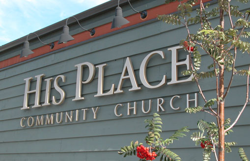 Sign on the front of the church